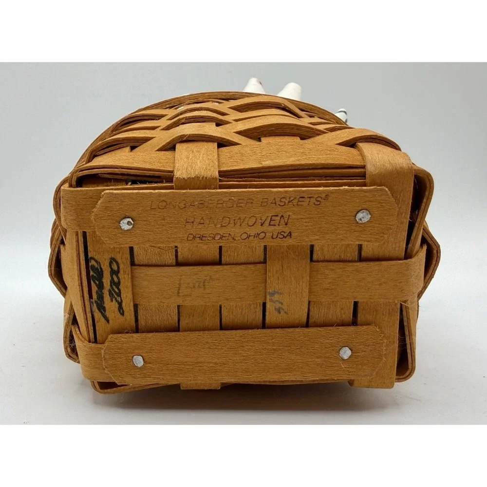 Longaberger 2000 Oregano Basket White Vine Liner Plastic Protector 5x3.5x4.5